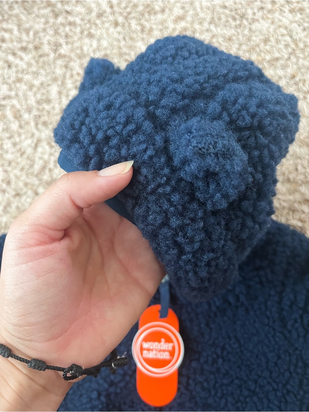Wonder Nation Baby Unisex Teddy Fleece Pram with Hood - Picture 9 of 11